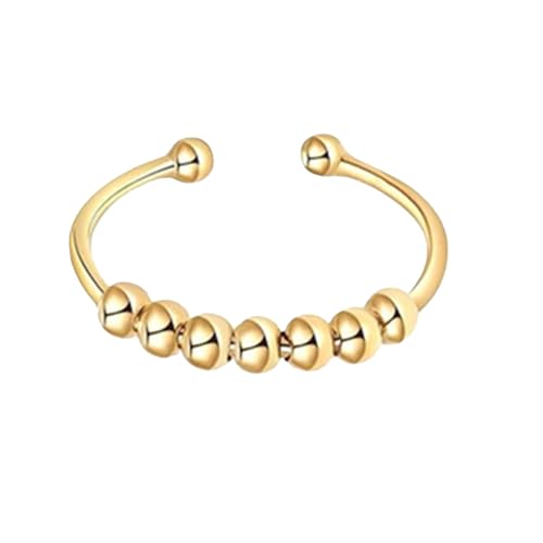 YueJieSelected Anxiety Bague dorée en acier inoxydable pour femme, anneau anti-stress, anneau de massage pour attaques de panique, anneau de pouce, bague d'humeur, doigt contre les compétences, Acier
