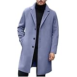 Manteau Homme Hiver Long Manteau Homme Laine Veste Col Cranté Trench Coat Simple Boutonnage Classique Pardessus Parka Caban Veste Slim Fit Manteaux Habillé Hiver Chaud Vêtements D'extérieur