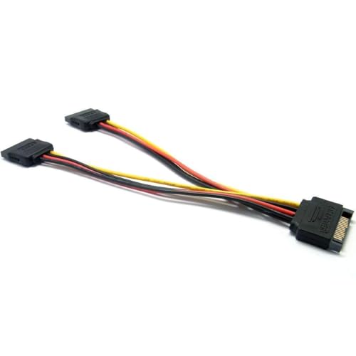 Image of MSAG Sata Power Extension Cable 15 Pin Male To 2 X 15 Pin Female Power Extension Y Splitter Cable Adapter., Black