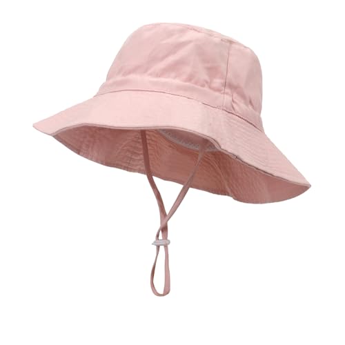 Kids Bucket Hats Summer UV Protection Sun Hat Girls Boys Kids Cotton Wide Brim Fishing Hats Adjustable Chin Strap