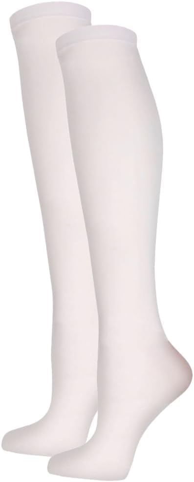 Image of 2 Pairs Knee High Anti Embolism Medical Compression Stockings - Unisex Ted Graduated Moderate Compression [15-20 mmHg] Hose Socks with Inspection Hole and Non Slip Top Band - for Support, Circulation & Pressure
