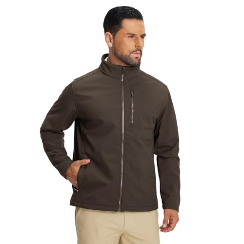 M MAELREG Men's Lightweight Softshell Jacket Fleece Lined Water Resistant Golf Windbreaker Winter Outdoor Hiking Warm Jacket