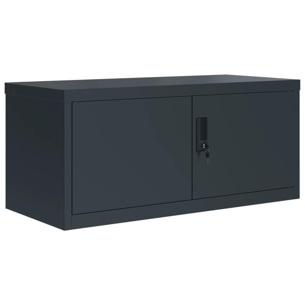 Armadio Classificatore in Acciaio Verniciato a Polvere Antracite con Serratura, 2 Moduli 90x40x110 cm, Ripiano Regolabile, Archiviatore Sicuro per Documenti Ufficio,