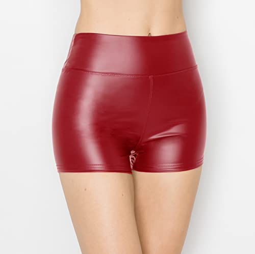 Image of ALWAYS Faux Leather Shorts - High Waist Active Stretch Yoga Short Pants for Women