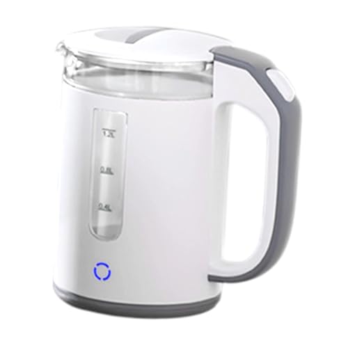 Tetera eléctrica de vidrio borosilicato 1.2 L blanca miniatura 1