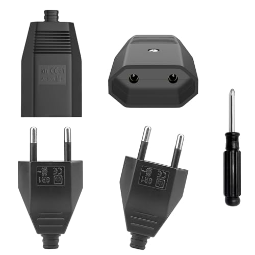 SGQTGIMU Lot de 4 Fiches Plates EuropéEnnes Fiche Femelle 250 V - 2,5 A, 2 Prise Femelle 220v et Fiche Femelle 220v avec Tournevis pour IntéRieur Appareils...