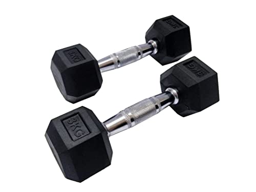 Image of Hex Dumbbell Combo 52kg Set - 1 2.5 5 7.5 10kg Rubber Coated