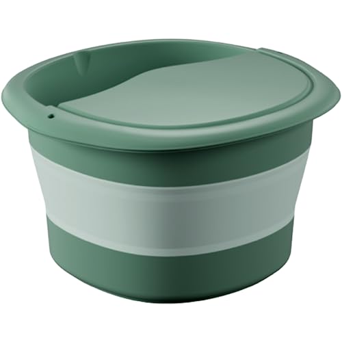 AZNABLE 足湯 バケツ 折りたたみ フットバス 折りたたみバケツ 蓋付き おしゃれ 足湯用バケツ (グリーン)