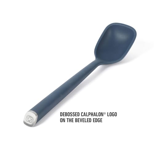 Image of Calphalon Edge Silicone Spoon, Flexible Silicone Cooking Spoon with Reinforced Core, Heat-Resistant Nonstick-Safe Kitchen Spoon for Stirring, Mixing & Serving, Navy