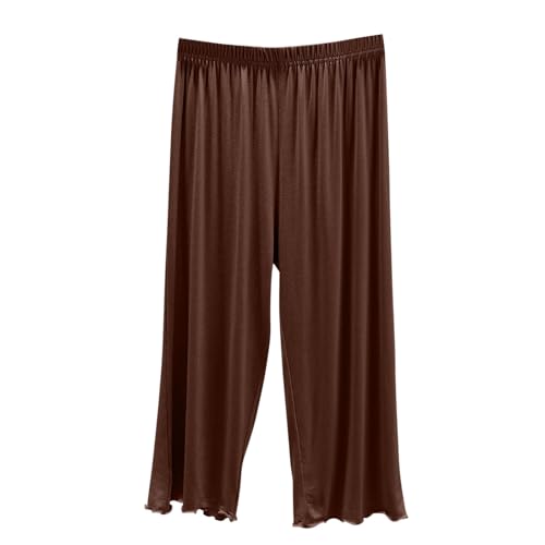 Women's Modal Stretchy Relaxed Lounge Capris Capri Pajama Pants Comfy Lounge Pj Bottoms Soft Casual Sleep Pants Coffee