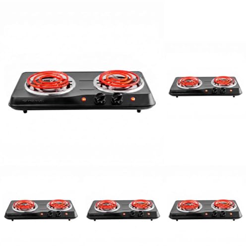 Image of OVENTE Electric Double Burner, 1700W Coil Hot Plate, Black BGC102B (Pack of 5)