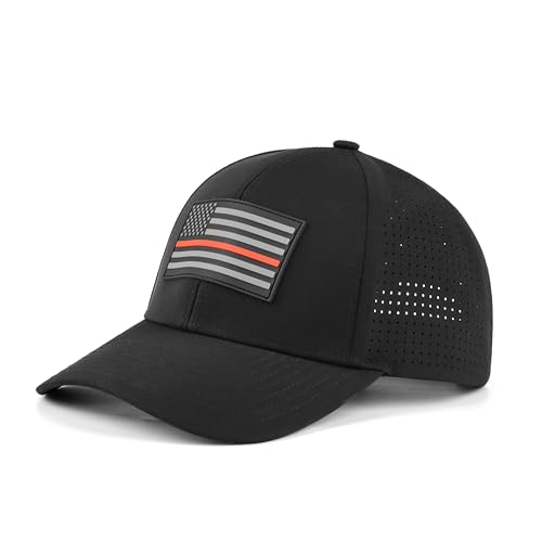 Image of Thin Blue Line, Thin Red Line American Flag, PVC Patch, Baseball Cap