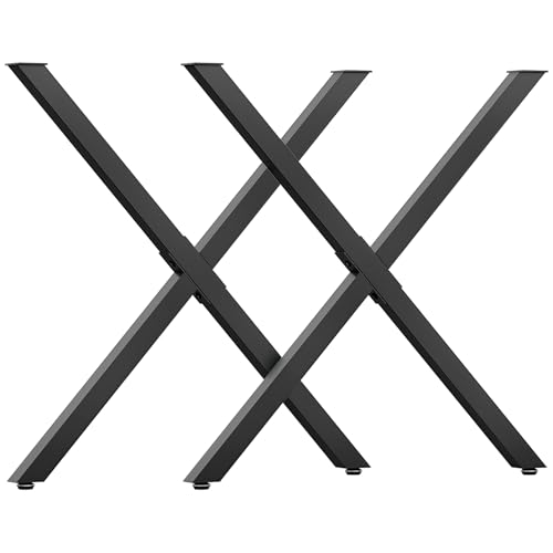 HOMCOM Lot de 2 Pieds de Table en Acier en Forme de Croix - 70l x 8P x 72H cm - Design Industriel