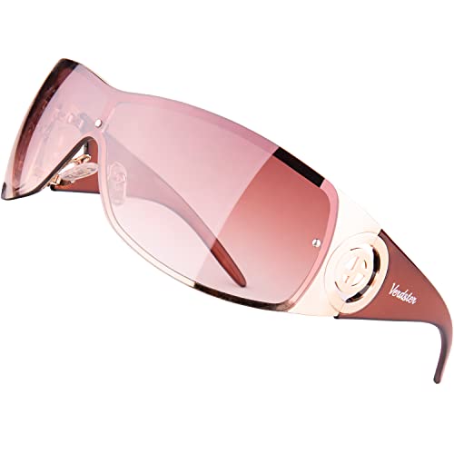 Verdster Gafas de Sol para Mujer Extra Grandes de Moda Gafas de Sol Envolventes No Polarizadas Gafas de Sol Grandes Cosmo Maroon