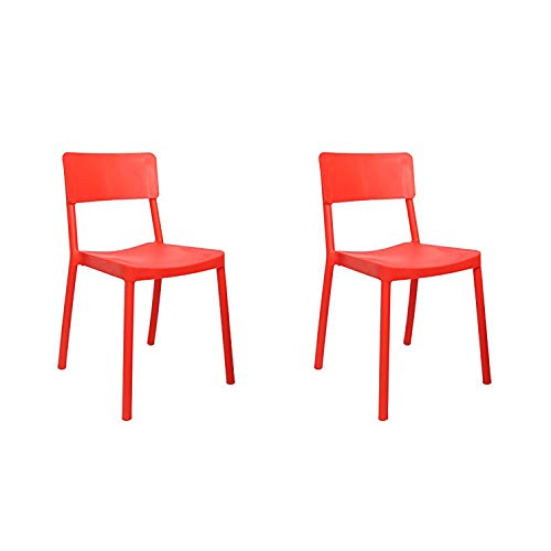 Image of Cello Eskimo Chair Set Pack of 2 - Red | Strong and Durable | Easy to Clean | Chair for Living Room, Bed Room, Kitchen, Office Room, Outdoor | 3 Years Warranty
