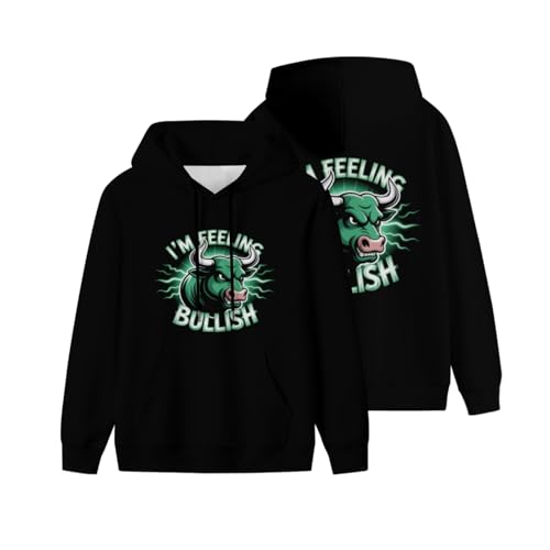 I'm Feeling Bullish Stock Market Crypto Men Women Kangaroo Pocket Fleece Hoodie