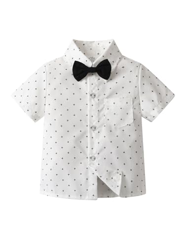 Image of Boarnseorl Baby Boys Shorts Sets, Infant Shirt+Shorts+Bow Tie+Vest,Toddler Gentleman Outfits Suits