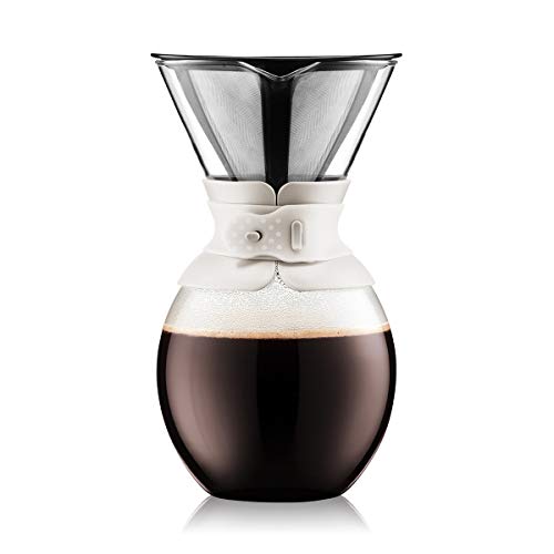 Bodum Pour Over Kaffeemaschine mit Permanentfilter, gebrochenes Weiß, 1,5 l