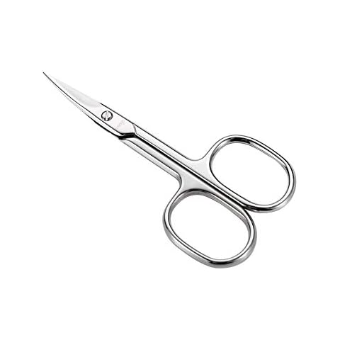 LIVINGO Premium Manicure Scissors Multi-purpose Stainless Steel Cuticle Pedicure Beauty Grooming Kit for Nail, Eyebrow, Eyelash, Dry Skin Curved Blade 3.5 inch Cover