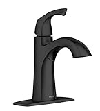Moen Lindor 84505BL Matte Black 1-Handle Single Hole Bathroom Sink Faucet with Drain and Deck Plate