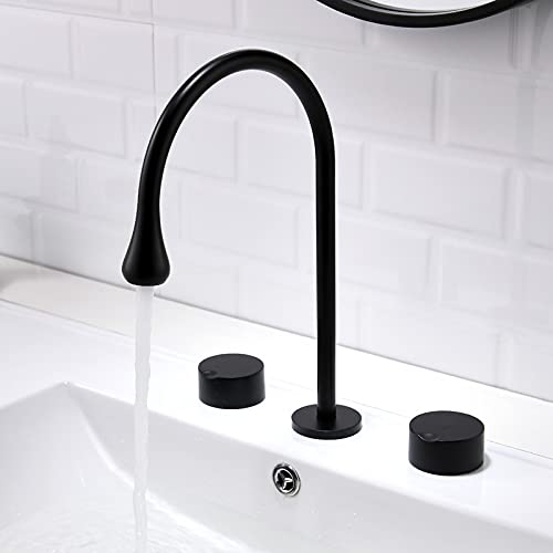 Robinet d'évier noir à 3 trous pour une salle de bain moderne