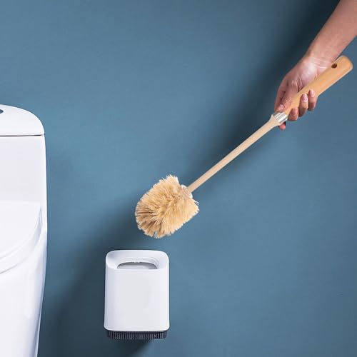 Image of Wooden Toilet Brush with Long Handle for Bathroom and Kitchen Cleaning Multipurpose Bowl Brush for Home Hotel Office Use Hanging Hole for Convenient Storage