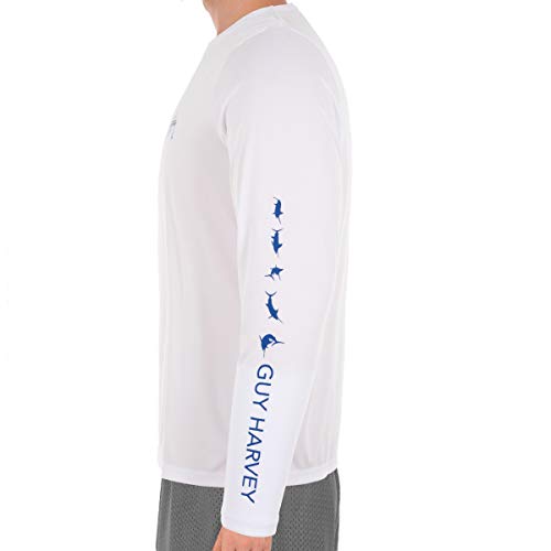 Guy Harvey Men’s Core Solid Long Sleeve Sun Protection Top, Bright White, Large #TOP2