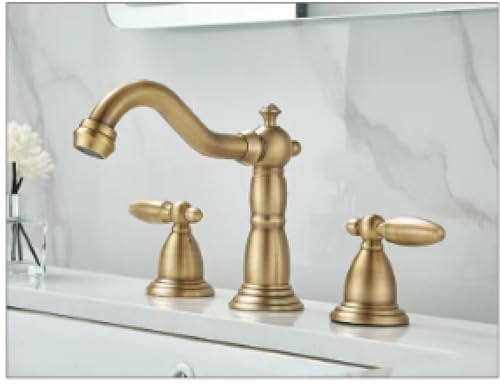 Robinet d'évier en cuivre antique chic à deux poignées TYKHGFS