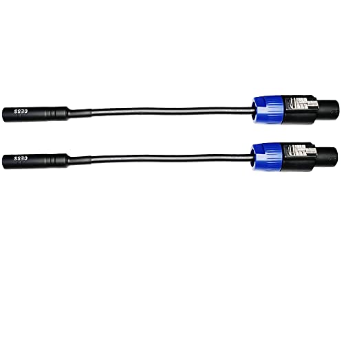 1/4 TS Female to Speakon Speaker Cables - 6 Inches Speakon to 6.35 mm Mono Jack Adapter - Speaker Plug Adapter 1/4" to Twist Lock Speak-On - 2 Pack