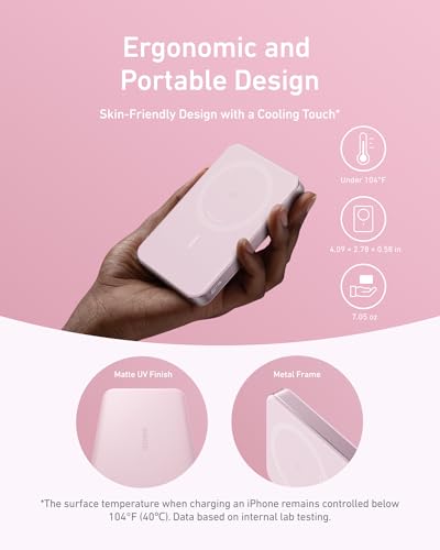 Powerbank MagGo Anker, super cienki, 10000 mAh magnetyczna bateria, ultra szybka kompatybilna z MagSafe ładowarka 15W z certyfikatem Qi2, ergonomiczny styl, tylko dla iPhone 16/15/14/13/12