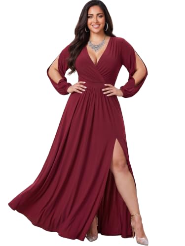 Image of KOH KOH Womens Long Sleeve Sexy Slit Photoshoot Evening Fall Maxi Dress