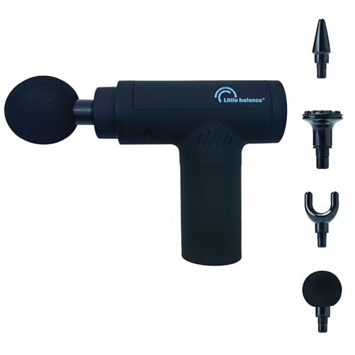 Pistola de masaje – LITTLE BALANCE – Sport Relax – 6 velocidades – 4 cabezas – Negro