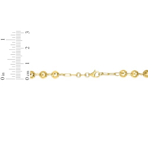 Floreo 10k Yellow Gold or Tri-Gold 5mm Rosary with Virgin Mary Medal and Crucifix of Jesus Cross Pendant Chain Necklace 5