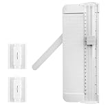 DONGFANGB ペーパーカッター 裁断機 軽量 小型 2個替え刃付き 双方向裁断 スライドカッター A4 対応 厚紙 写真 コーピー用紙 ペーパー写真 文房具 スケール定規が付属 持ち運び便利 オフィス 文房具 学校 家庭用 (ホワイト)