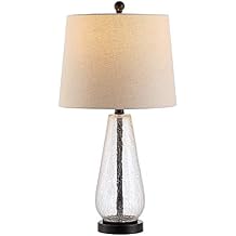 SAFAVIEH Lighting Collection Naila Modern Contemporary Farmhouse Clear Glass 26-inch Bedroom Living Room Home Office Desk Nightstand Table Lamp LED Bulb Included