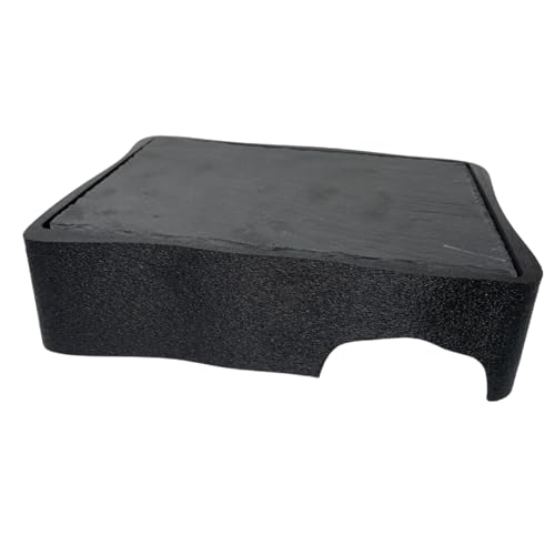 Reptile Slate Basking Hide | Accessory Platform for Bearded Dragon, Turtle, Gecko, Snake | Natural Basking Slate | Made in USA (Black, Large)