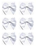 Italian Options Large Satin Ribbon Bows, Self-Adhesive Fabric Bow Decorations for Gift Wrapping, Hampers, Cake Decoration, Hair Bows, Crafts, Crafting, White, 6 Pack, 10 cm