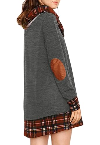 Alaster Queen Women's Long Sleeve Fall Dresses 2024 Trendy Casual Plaid Cowl Neck Winter Tunic Dress for Women4