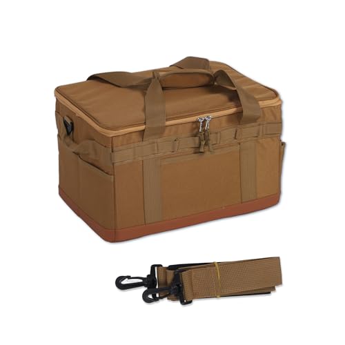 Tactical Camping Storage Bag, 30L Collapsible Bag with 3 Adjustable Dividers and handle, Heavy Duty Duffel for Outdoor Camping Travel Picnic