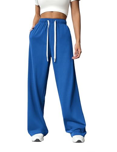 PINSPARK Wide Leg Sweat Pants for Womens High Waisted Baggy