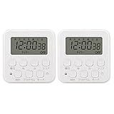 ビーエヌリンク(BN-LINK) スマート デジタル コンセントタイマー スイッチ式 プログラム 大画面 ホワイト リピート機能 最大20プログラム 時間もエネも節約 AC100V 15A 1500W 2パック