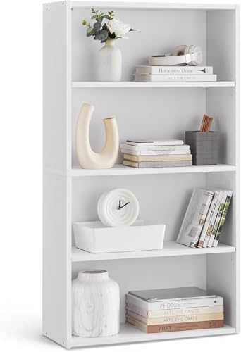 4 Tier Bookshelves and Bookcases bookshelf Floor Standing Display Storage Shelves 108cm Tall Bookcase Home Decor Furniture for Home Office Living Room Bed Room Floor Standing Unit