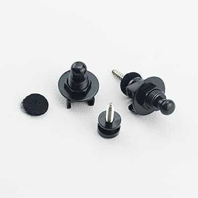 2PCS Black Guitar Strap Locks Quick Release Guitar Strap Locks Set with Black Felt Washers and Mounting Screws,Security Strap locks Buttons Strap Retainer System