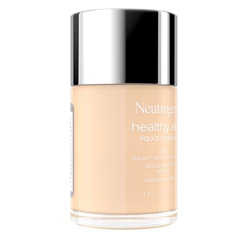 Kenvue Brands LLC Neutrogena Healthy Skin Liquid Foundation Makeup Broad Spectrum SPF 20 Sunscreen, Medium Coverage, Vit B5, Antioxidants, All Day Wear, Classic Beige 210W, 1 fl. oz