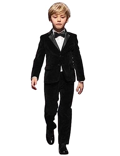 Costume en velours garçon veste revers échancré pantalon banquet