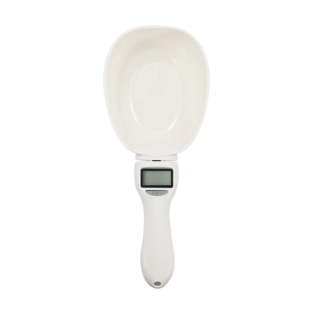 Record Spoon Scale - Weighing Food for Dogs and Cats - Integrated Digital Scale - Maximum Capacity 800g/ml - BPA Free Plastic - White