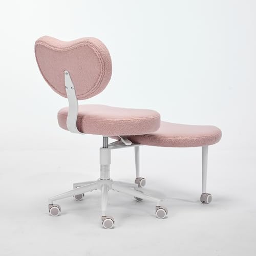 Image of Active Sitting Revolution Office Chair - Cross-Legged & Kneeling Positions, 4.2 inch Thick Cushion, 360 Footstool, 250lbs Weight Support, Home Office /Yoga /Meditation (Teddy, Pink)
