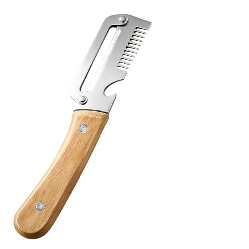 Image of Vegetable Peeler for Kitchen, 3 in 1 Multi Functional Wooden Handle Peeler and Bottle Opener, Scallion Slicer, Kitchen Vegetable Peelers for Scallion,Fruit (B*1)