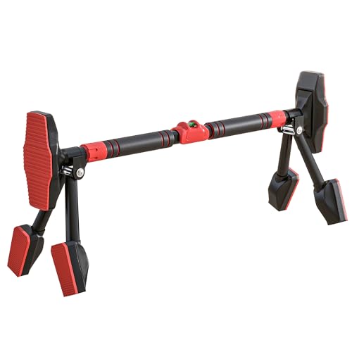 SPORTNOW Barre de traction réglable de 80 à 110 cm, barre de porte niveau intégré, structure triangulaire robuste, sans perçage, support à 6 points, poignées antidérapantes, jusqu'à 225 kg, noir