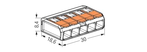 Image of WAGO 221-415 | Pack of 8 | 5-Conductor Compact | Quick & Safe Electrical Wire Connector for Solid, Stranded & Flexible Wires | Transparent Housing